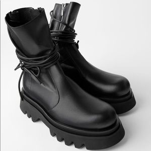 Zara Laced Leather Boots with Lug Soles